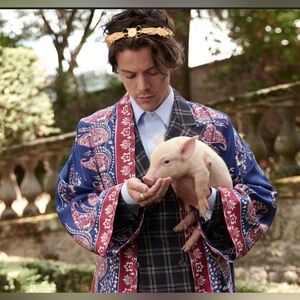 Gucci harry styles Kimono Sleeve paisley silk kimono with belt